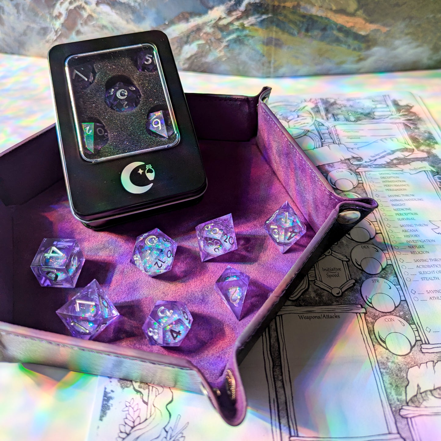 Crescent Moon Liquid Core Dice Set