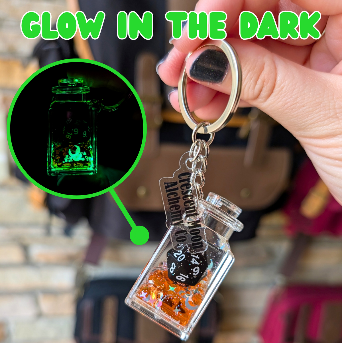 Orange Glow-in-the-Dark Pocket Potion Keychain